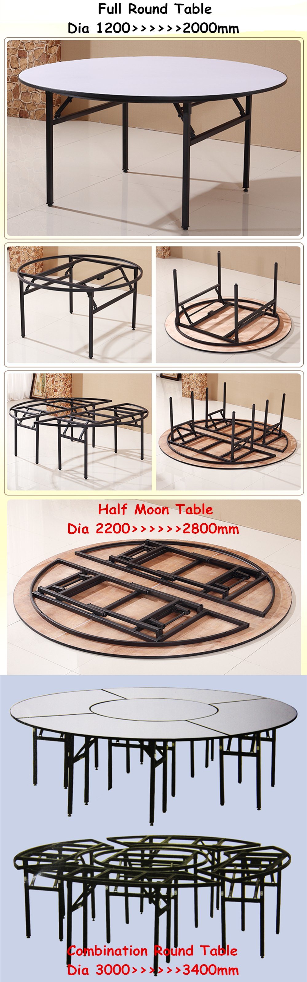 Foldable Hotel Restaurant Banquet Round Table for Wedding