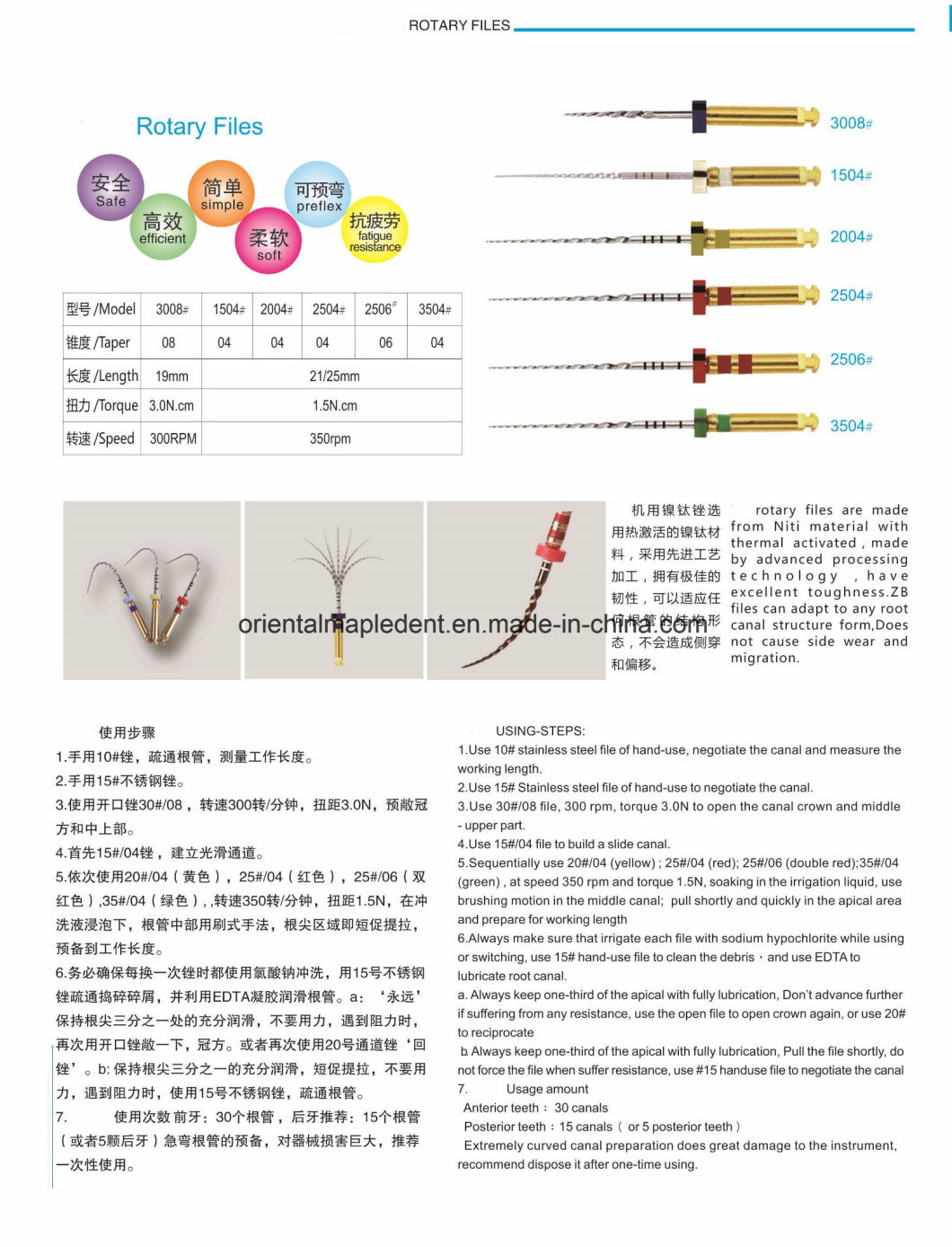 Dental Flexible Memory Niti Root Canal Protaper Rotary Heat Activated Files