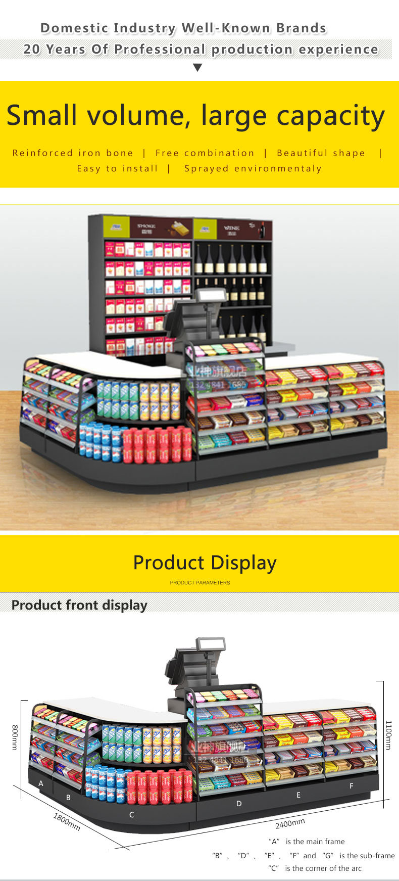 Small Retail Store Checkout Counter for Supermarket &Convenience Store