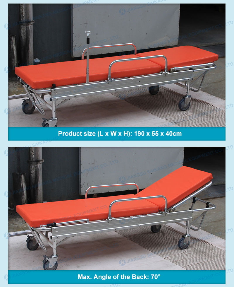 Emergency Folded Patient Adjustable Ambulance Stretcher Trolley