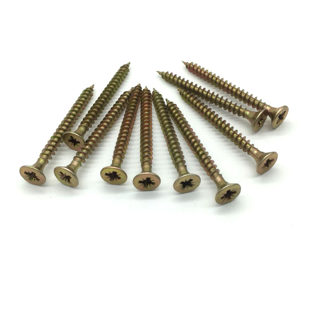 Double Flat Head Harden Yellow Zinc Plated Chipboard Screw