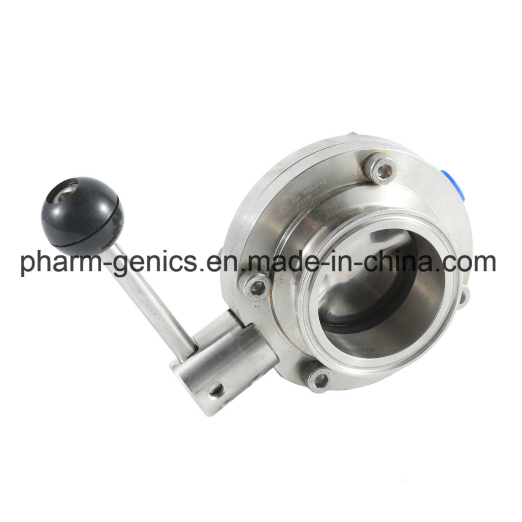 Sanitary High Purity Inox Pneumatic Actuator Control Thread End Butterfly Valve