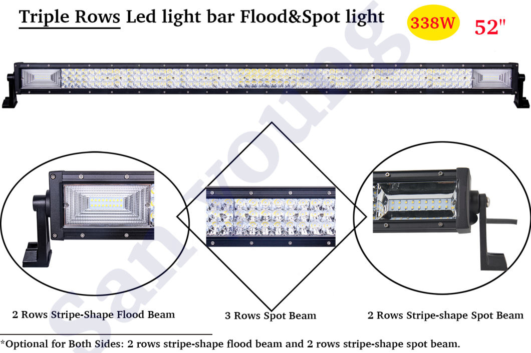 52inch 338W Triple Row LED Light Bar Offroad LED Driving Light Bar 4X4 LED Bar