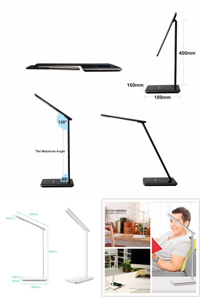 Multifunction Unique Table LED Lamp and Qi Wireless Charging Pad Charger for Mobile Phones with Portable Foldable Lamp