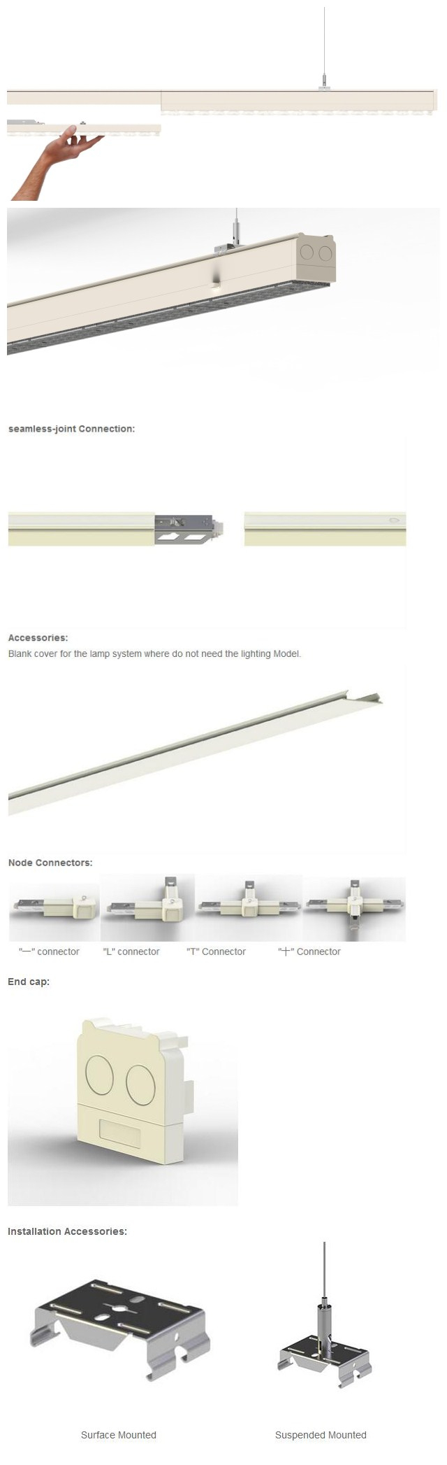 150cm Combination 0-10V Dimmable LED Linear Pendant Light