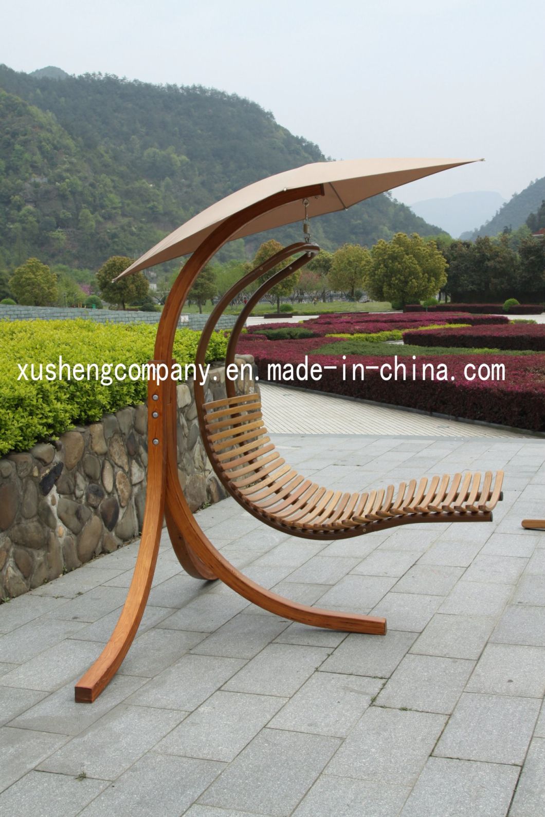 Wood Frame Outdoor Balcony Garden Patio Hanging Swing Chair