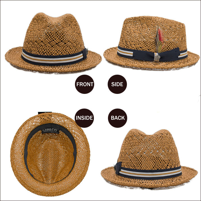 Paper Straw Fedora Hats for Women (CPA_60229)