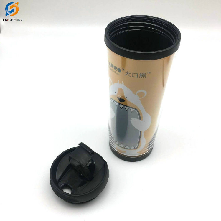 Promotional Cheap Plastic DIY Coffee Travel Mug with Photo Insert