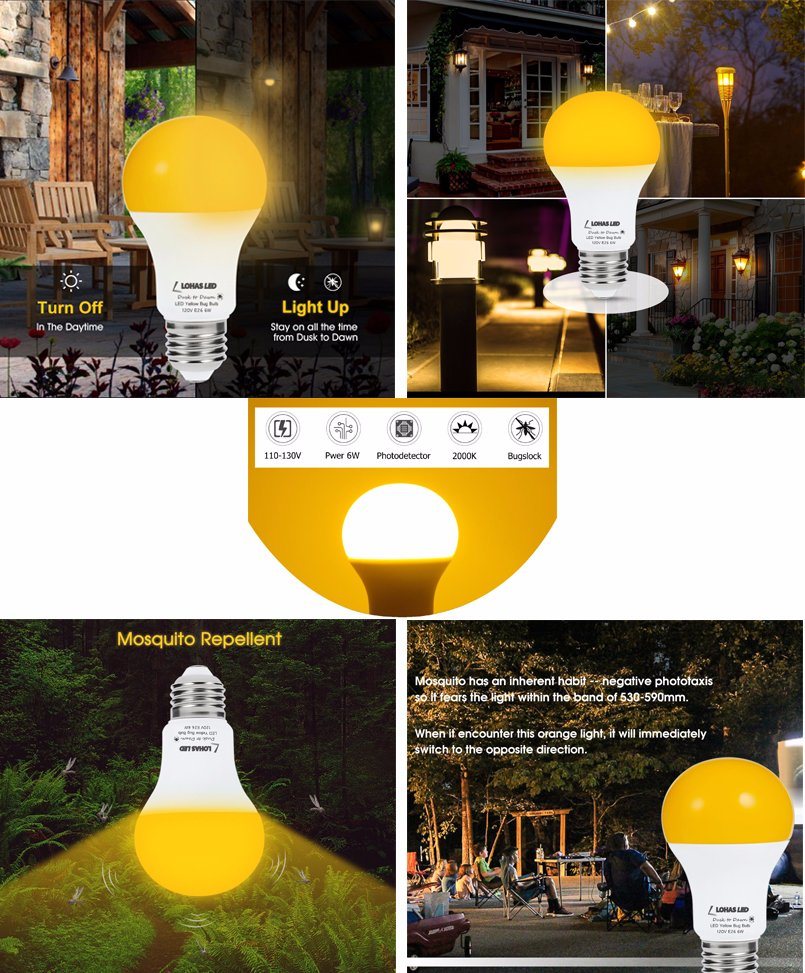 2000K Yellow Color Mosquito Repellent LED Bulb Sensor LED Night Light