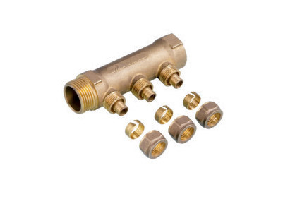 Two-Way Brass Manifold for Water Pipe