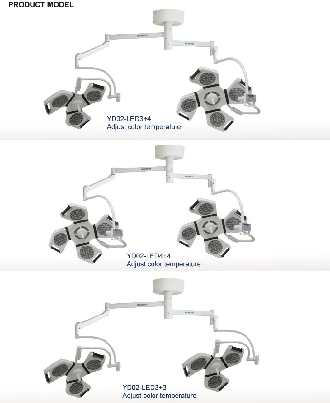 LED Shadowless Operating Lamp 4 Lamps Light with Arms