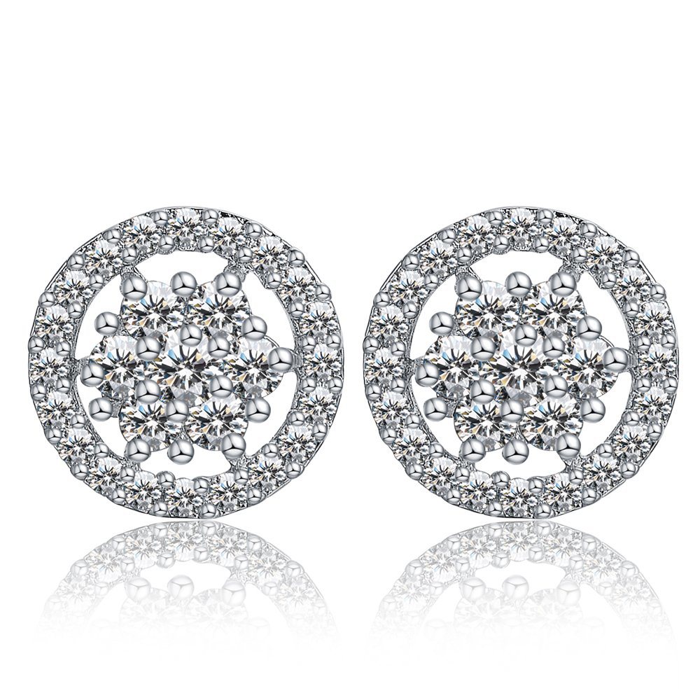 Elengant White Gold Plated CZ Rhinestone Engagement Earrings Stud