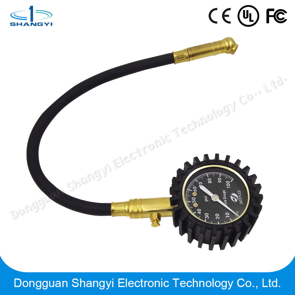 Factory Sale Easy Operation1.6% Accuracy and Bottom Mount Golden 100psi Tire Pressure Gauge with 12 Months Warranty