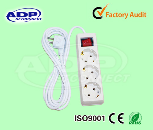 6 Ways Surge-Protection EU Extension Socket with Switch