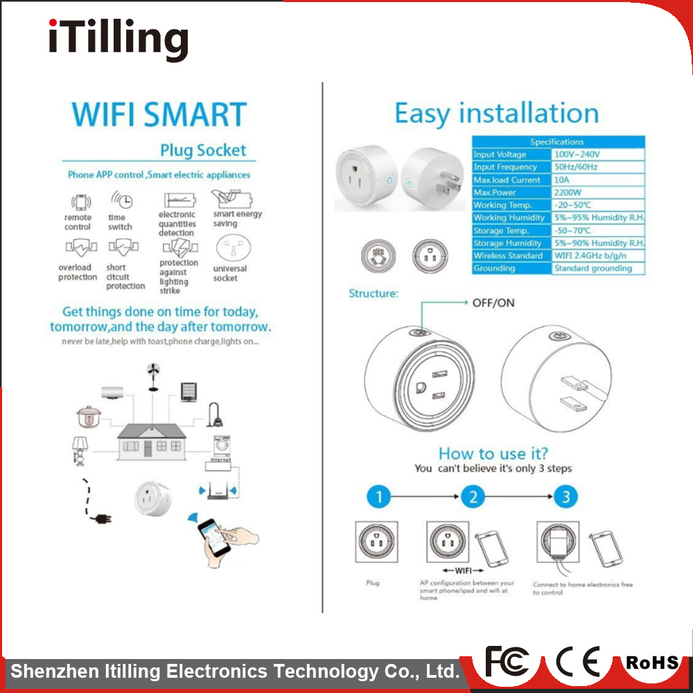 Distributor New Design Electrical Remote Control Mini WiFi Smart Plug Insert Smart Home Automation WiFi Smart Socket
