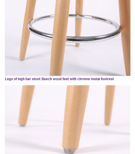 (FIREL) Modern Industrial Wooden Legs Plastic High Bar Stools