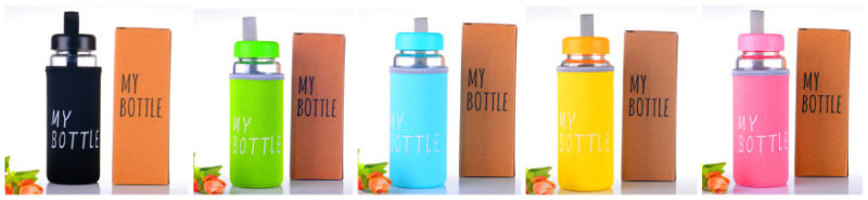 Fashion Design Multicolor Borosilicate Glass Water Bottle Sport Bottle Portable Cup