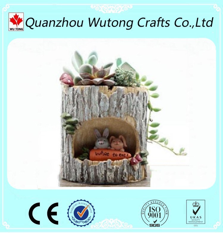 Tree Hole Cartoon Aminal Resin Flower Pots Outdoor Plant Pots