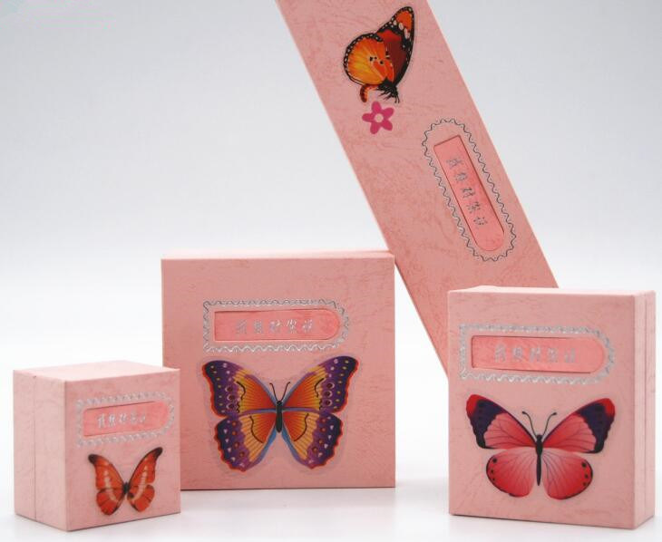 Fashion Jewelrry Paper Boxes with Butterfly Stickers