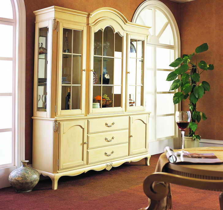 Antique White Teak Wood Wine Cabinet (GSP19-019)