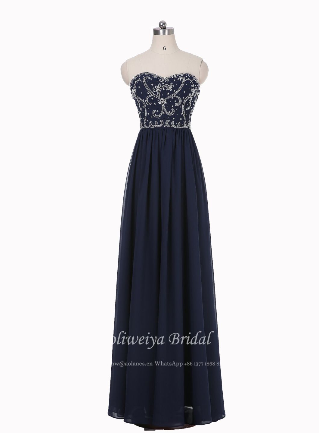 Aolanes embroidery Strapless Navy Evening Dress