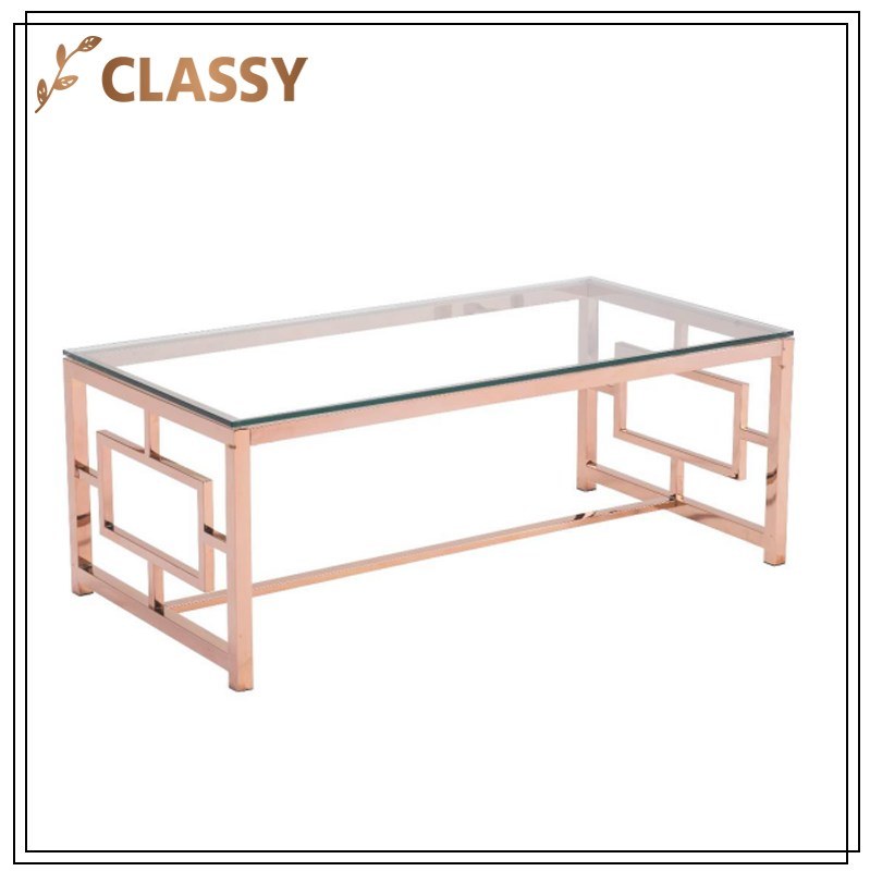 Tempering Glass Top Stainless Steel Frame Dining Table