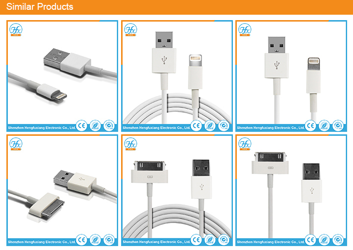 Mobile Phone 5V/2.4A Mfi Lightning Data USB Cable for iPhone