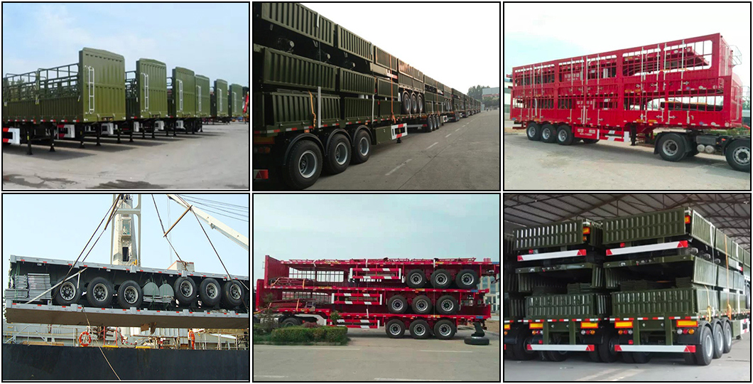 China Gooseneck Heavy Duty Truck 3 Axle Stake/Basket Utility Cargo Truck Tractor Semi Trailer