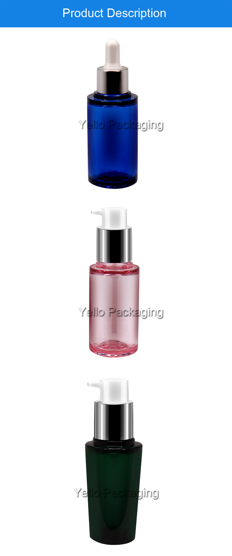 Plastic Packaging Empty Lotion Pet Cosmetic Bottle for Essential Oil