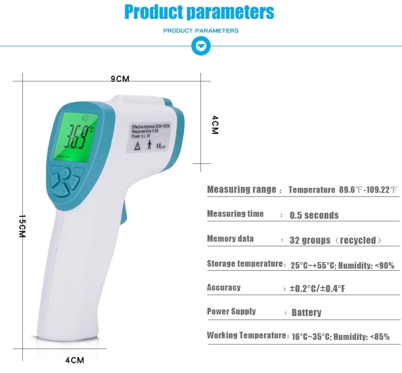 Digital Non Contact Infrared Forehead Ear Thermometer