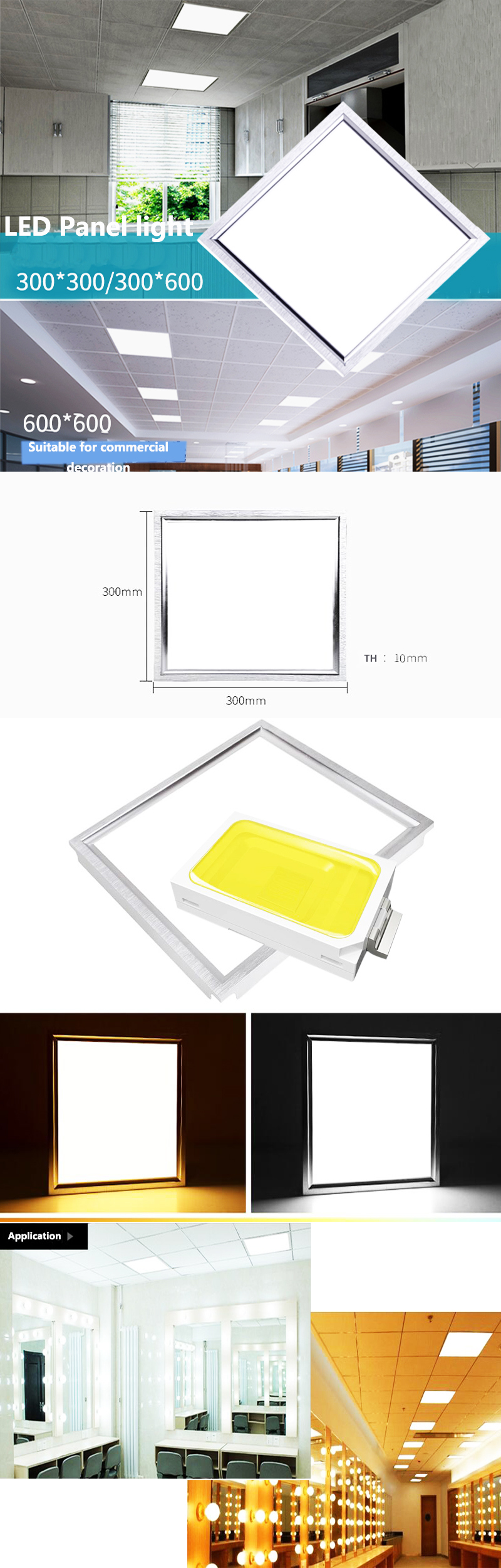 IP44 36W/42W/48W 600*600mm Hanging Commercial Ceiling Square LED Panel Light