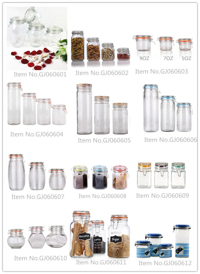 Hermetic Glass Food Storage Jar/ Honey / Preserving Jar Mason Jar with Clip/Clamp Hinged Lid
