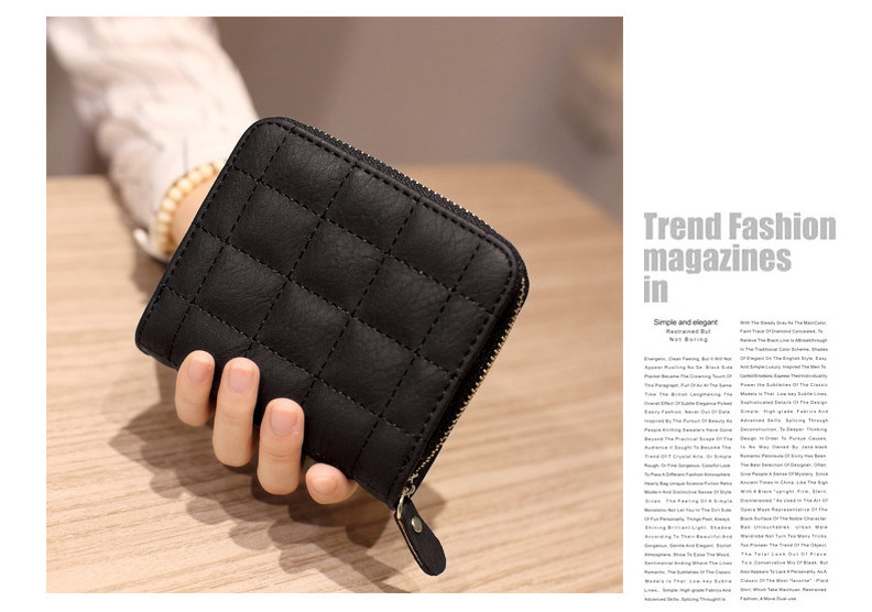 Women Short Wallets PU Leather Female Plaid Purses Nubuck Card Holder Wallet Fashion Woman Small Zipper Wallet with Coin Purse