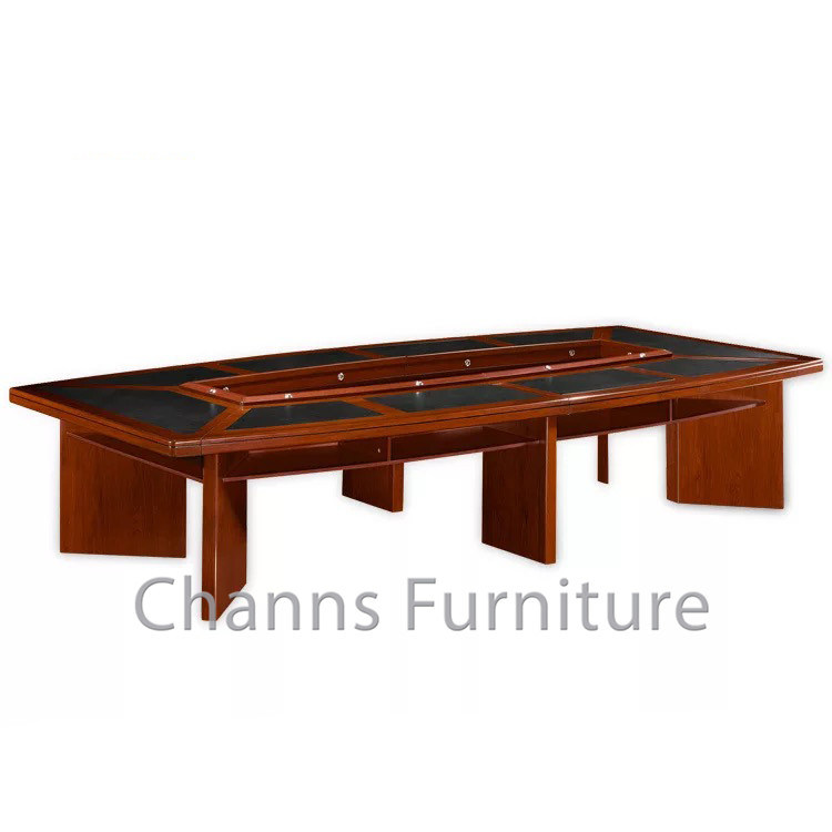 Big Size Wooden Veneer 12 Persons Office Meeting Table (CAS-SW1725)