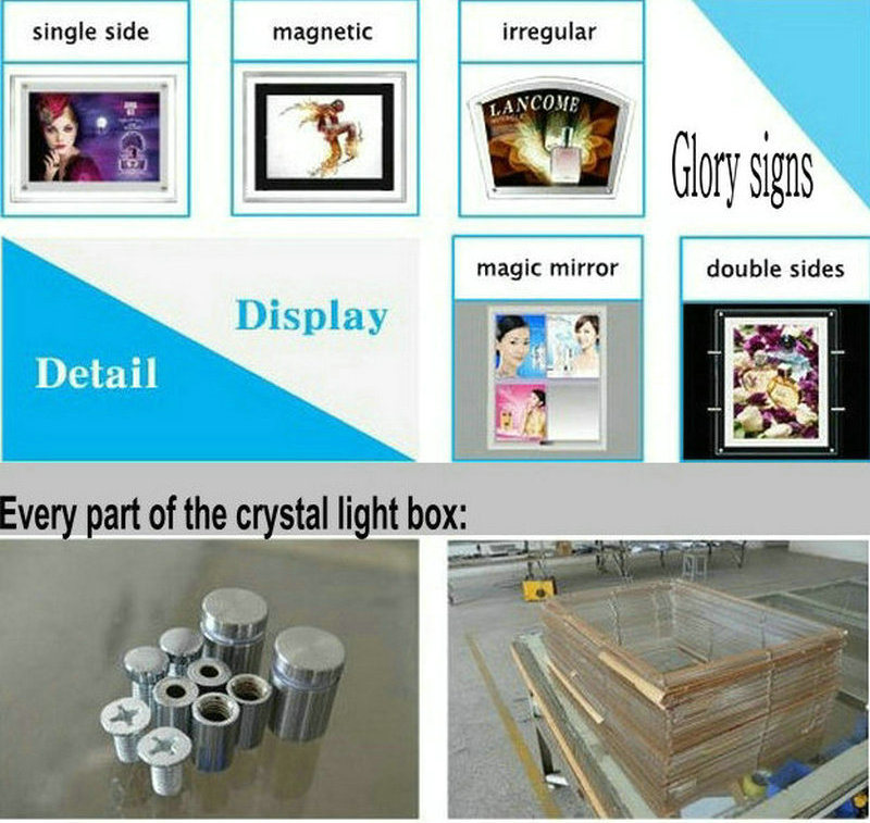 A4 Hanging Acrylic Crystal LED Panel Light Box