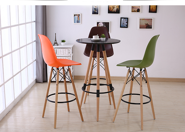 Iconic Designs Eams Plastic Dining Bar Chair Replica with Wooden Leg