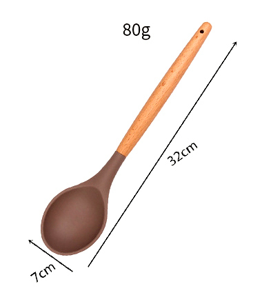 Silicone Dipper with Wooden Handle