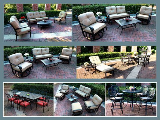 Garden Lawn Cast Alumnim Chaise Sun Lounge Furniture with Wheels Side Tea Table