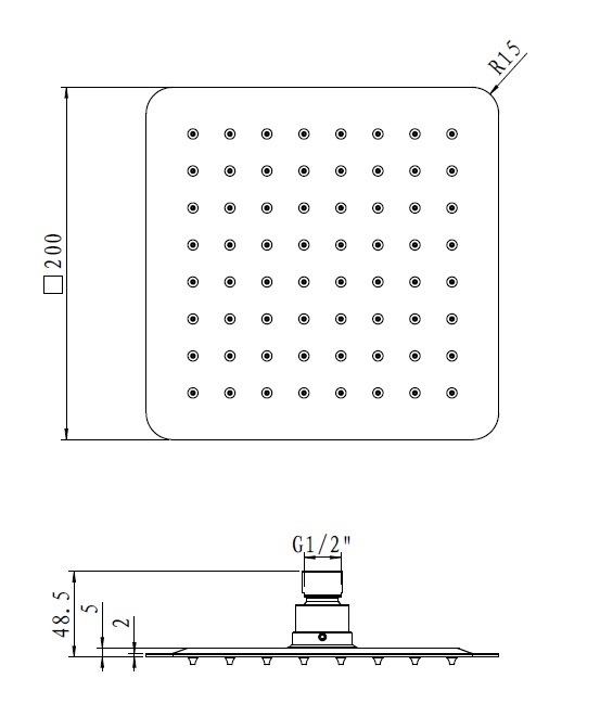 2mm Thickness Watermark Approval SUS304 Stailess Steel Shower Head