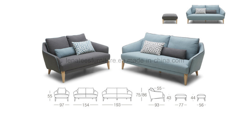 Ls0604 American Style Apartment Fiting Fabric Sofa with Footrest