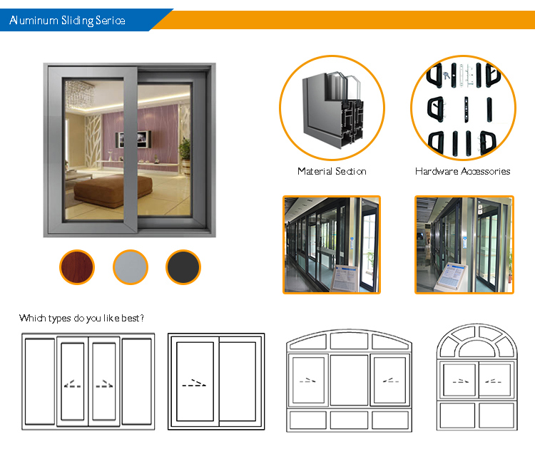 Exterior and Interior Aluminum/Aluminium Glass Sliding Window