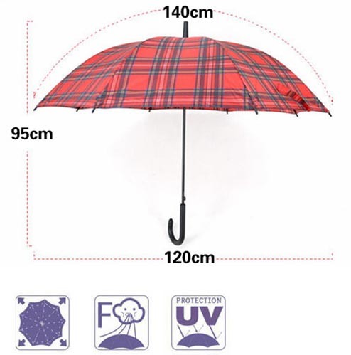 Cheap Promotion Large Outdoor Umbrella Dark Small Lattice Long Straight Umbrella