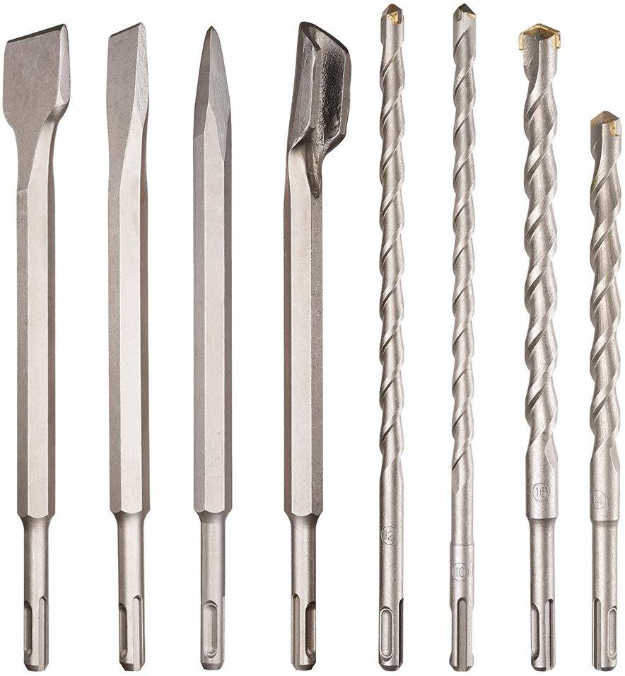 17PCS SDS Plus Rotary Hammer Drill Bits Chisel Concrete Drill Bits Masonry Drill Bits Hole Tool Set