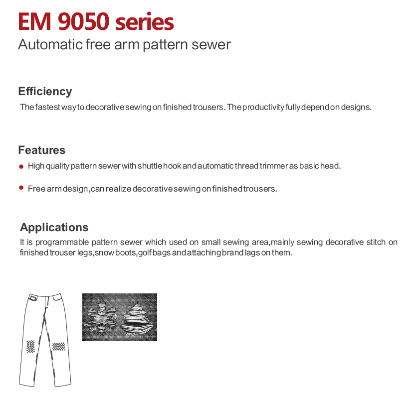 Em-9053; Free Arm Pattern Sewer Machine for Industry Sewing Machine