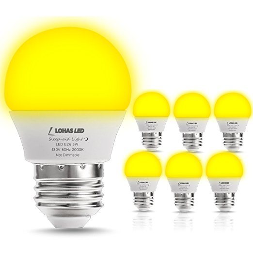 3W E26 G14 LED Yellow Bug Light Bulb 25W Equivalent LED Night Bulb for Baby Sleep