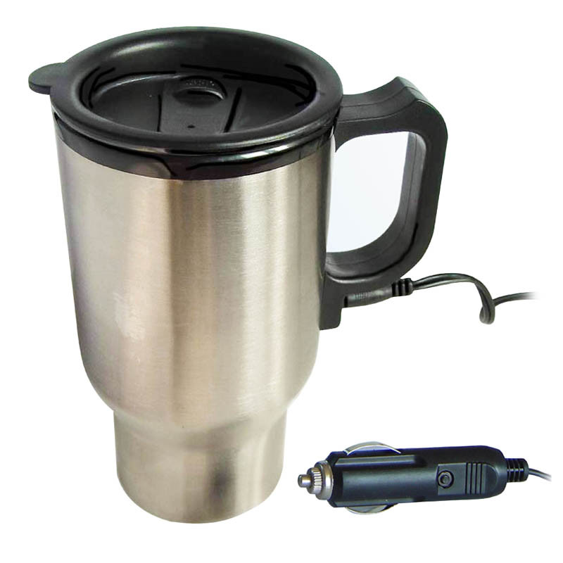 Heated 12V 450ml Stainless Steel Travel Heating Cup Coffee Tea Car Cup Mug New