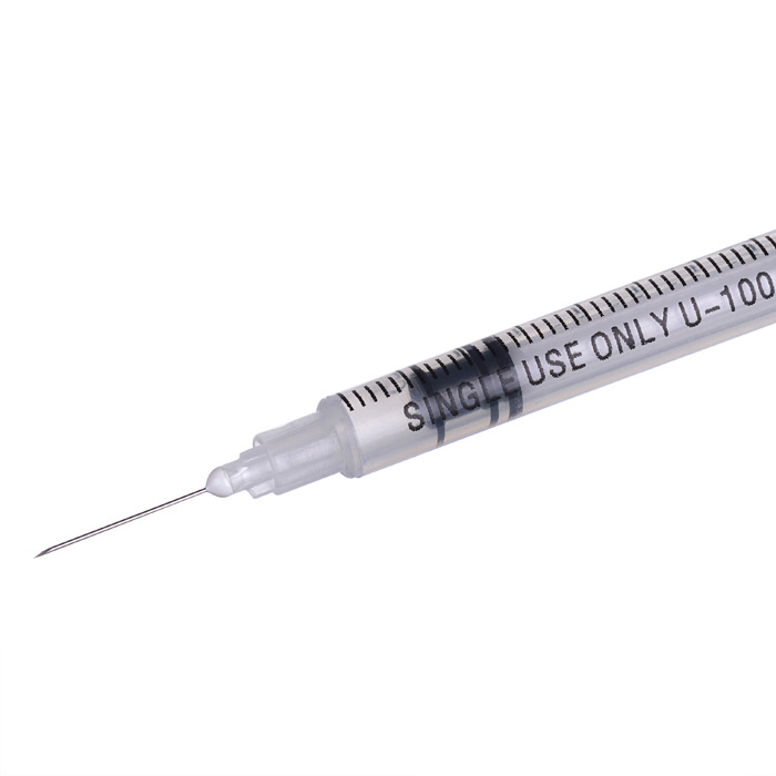 Disposable Medical Orange Cap 1ml Insulin Syringe with Fixed Needle