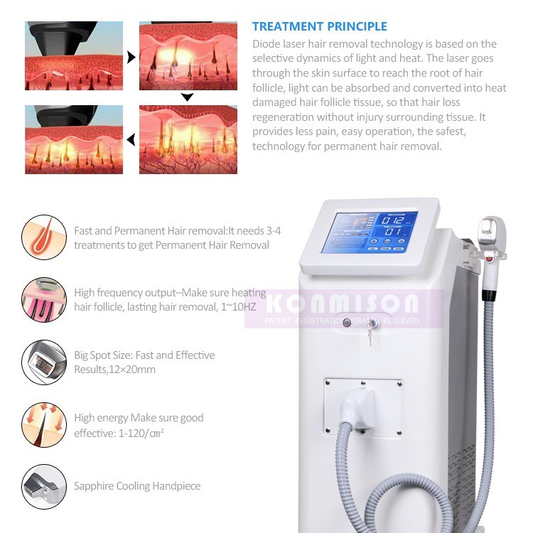 Vertical 808nm Permanent Hair Removal Diode Laser Machine