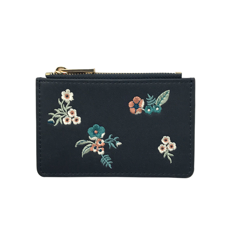 Lcq-0136 Newest Design Lady Bag Elegant Style Wallet Classical Embroidery Credit Card Holder Coin Purse for 2018