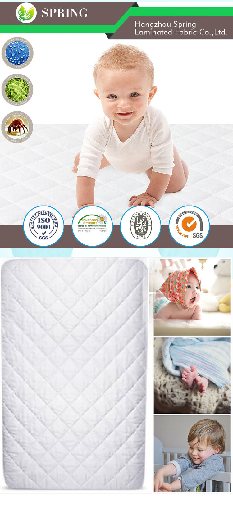 Portable Mini Crib Mattress Pad Cover White Baby Bedding Comfort Soft Gentle